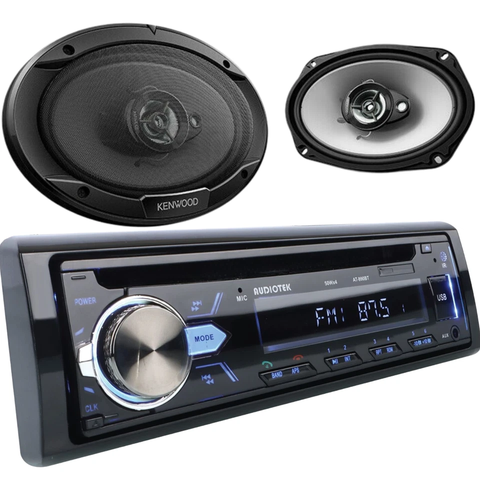 2x Kenwood 6x9" Speakers+ 50W x4 In-Dash Car Audio Bluetooth CD Radio Receiver