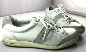 Ecco Mens Sneaker Off White Leather Lace Up Shoes Size 43 US 9 - 9.5 - Picture 1 of 12