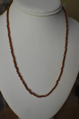 Collar de plata de ley fina de 20" granate hessonita natural de 40,50 quilates ~ 2 mm facetado Foto 1 de 4