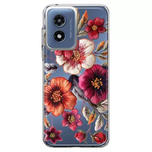 Mundaze Case for Motorola Moto G Power 5G 2024 Embroidered Pink White Flowers - Picture 1 of 6