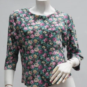 Vintage 80s-90s Floral Print T-shirt Top By Le Jupe Cottagecore Shabby Chic Roma - Picture 1 of 7