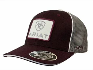 Ariat Mens Flexfit 110 Adjustable Snapback Cap Hat (Burgundy/Grey) - Picture 1 of 2