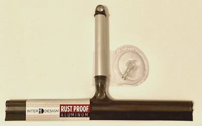 INTERDESIGN 12" Rust Proof Black/Silver Aluminum Squeegee w/Suction Cup - Image 1 of 4