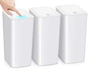 3 Pack Small Trash Can with Pop Up Lid 2.6 Gallon Slim Garbage Bin Wastebasket - Picture 1 of 6