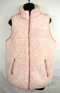 Thread & Supply Pink Fleece Faux Sherpa Vest Small Zip Front Pockets - Picture 1 of 7