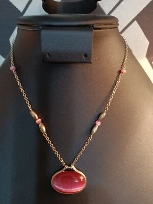 Hermoso Collar Colgante Ámbar Cabujón Rodolita Piedra Muy Bonita Foto 1 de 4