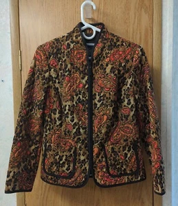 Women Jacket Quilted Floral Zip Front by Requirements Size Small - Picture 1 of 3