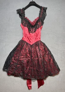Gunne Sax Vntg Dress Sz Small Goth Victorian Lolita Satin Lace Whimsigoth Vampy - Picture 1 of 7
