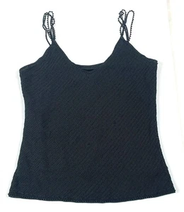 Women's Beaded Cable Camisole Tank Top Blouse Black Sz Medium Stretch EUC - Picture 1 of 6