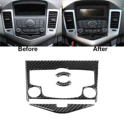 4Pcs For Chevrolet Cruze 2009-2015 Carbon Fiber Interior CD Panel Cover Trim — 第 1/4 张图片