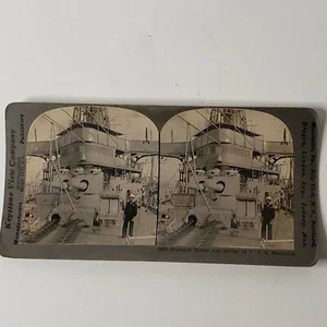 Tarjetas de vista estéreo de la Primera Guerra Mundial Keystone View Co torreta delantera y novia USS Maryland - Imagen 1 de 4