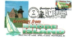 FPMG 3599 Greetings Rhode Island Providence Lighthouse Sailing - Picture 1 of 1