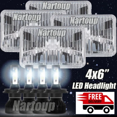 4x 4x6" LED Headlight HI/LO Fit For Freightliner FLD120 1988-2010 FLD112 Classic - Imagem 1 de 4