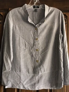 Womens Gray/White Pin Stripe Blouse Jones New York Small - Picture 1 of 4