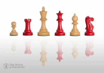 The Grandmaster Chess Set - Pieces Only - 3.25" King - Red Gilded - Image 1 of 4
