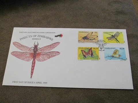 1995 Zimbabwe FDC Cover - Insects series II - Dragonfly, Butterfly +++++ Cover