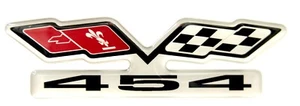 Chevy 454 (FLAGS) EMBLEM Super Sized Silver - Picture 1 of 2