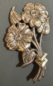 Vintage Brosche silberfarben Blumen Anstecknadel - elegant und zeitlos - Bild 1 von 6