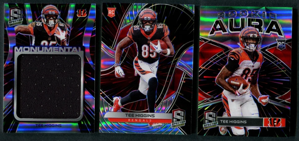 Tee Higgins -- 3 Card Set -- all Hyper / 75 -- Base, Monumental, and Rookie Aura - Image 1 of 2