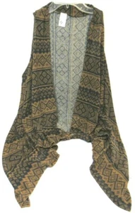 Gilli Vest Hippie Boho Geometric Copper Brown Asymmetric Hem One Size Polyester - Picture 1 of 7