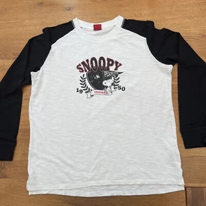 White Peanuts Snoopy Long-Sleeved 100% Cotton Jersey Raglan Top - BNWOT - Picture 1 of 3