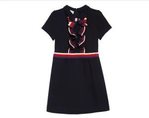 NWT GUCCI Girl's Stripe Web a-Line Dress 6 - Picture 1 of 9