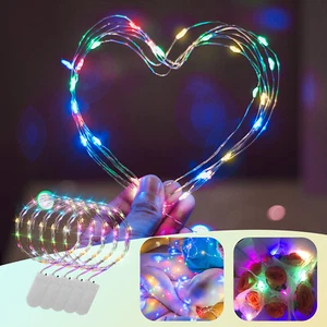 Christma Fairy Lights Button String Wire Battery Power Waterproof Gift Decor USA - Picture 1 of 19