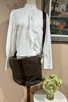 Sundance Catalog Canvas Leather Messenger Crossbody Brown Bag  - Изображение 1 из 4