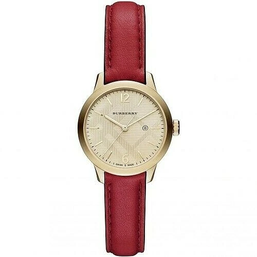 Burberry Women's Swiss Red Leather Strap Watch 32mm BU10102