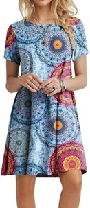 Women's Summer Short Sleeve T Shirt Dress Casual Tie Waist Size XL - Picture 1 of 4