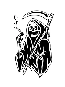 4” Grim Reaper Sticker Smoking Cool Funny Chilling Dead Skeleton Skull Decal - Picture 1 of 1