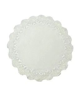 Mantel floral bandeja bordado redondo tradicional lino crema 45 cm - Imagen 1 de 2