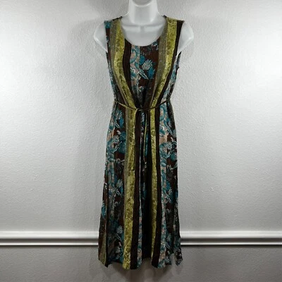 Sag Harbor Petite Midi Dress women's PS Small Floral Striped Boho - Image 1 of 4