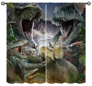 Dinosaur Blackout Curtains for Girls Boy Home Decor, Jungle Animaljurassic Ju... - Picture 1 of 8