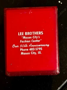 Vintage RUBBER JELLY CASE Pocket Mirror LEE BROTHERS MASON CITY ILL - Picture 1 of 6
