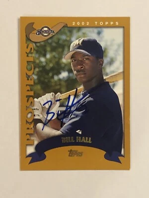 Tarjeta Topps Prospects 2002 autógrafo firmado por Bill Hall Milwaukee Brewers RC Foto 1 de 2