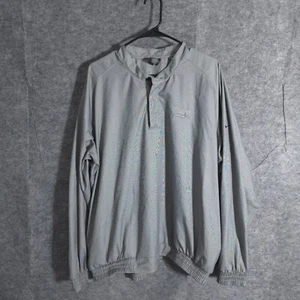 Nike Windbreaker Jacket Golf Men's 3 Snap Button Pullover Size Large Gray Swoosh - Picture 1 of 20