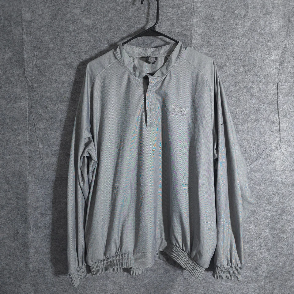 Nike Windbreaker Jacket Golf Men's 3 Snap Button Pullover Size Large Gray Swoosh - Image 1 of 4