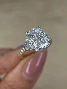 7.30 Carat Radiant Shape F/VS1 Lab Grown Diamond Engagement Ring 14k - Picture 1 of 11