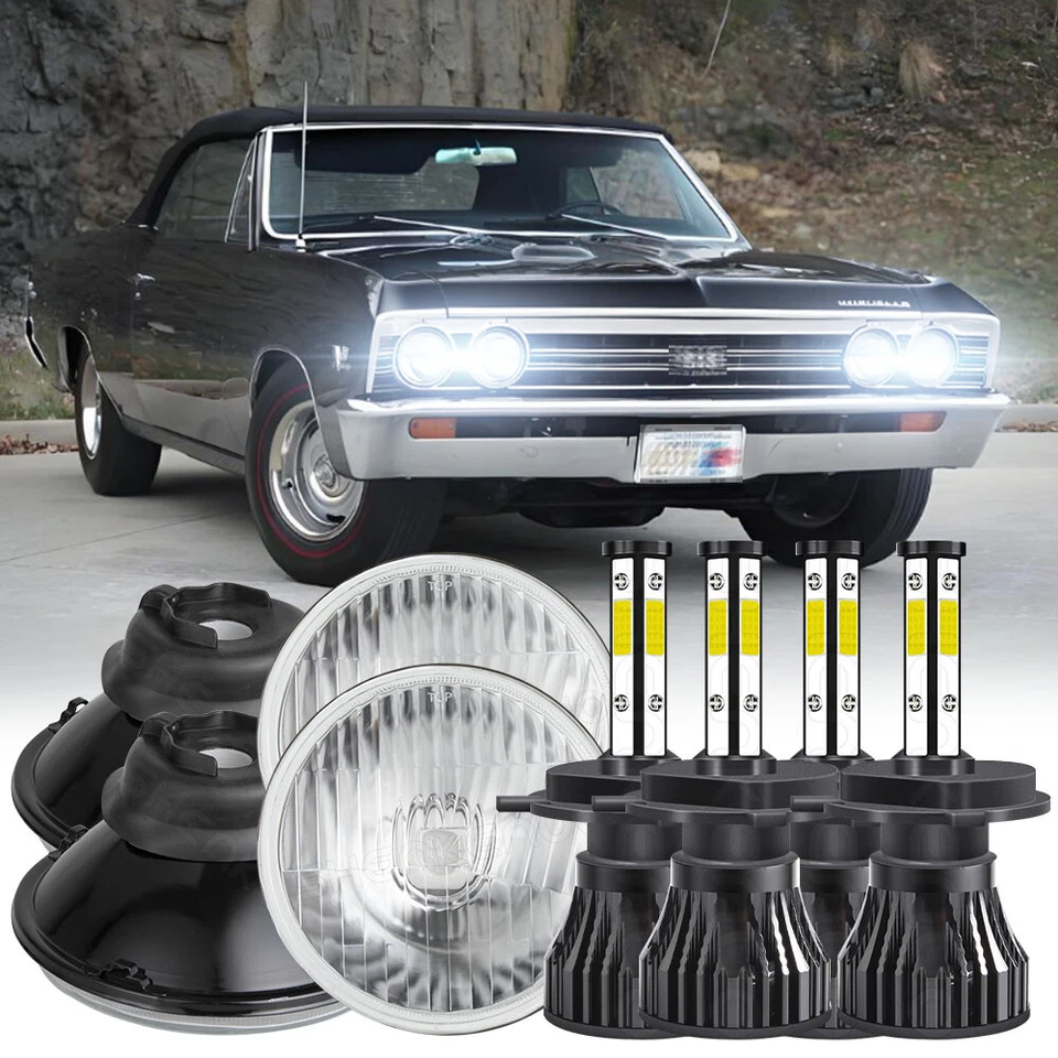 For BMW 325i 528i 535i E30 4PCS 5-3/4 5.75" LED Headlights Combo Lights Upgrade — 第 1/4 张图片