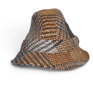British Made Vintage Drop Brim 100% Wool Tartan Plaid Walking Hat Small (S) - Picture 1 of 7