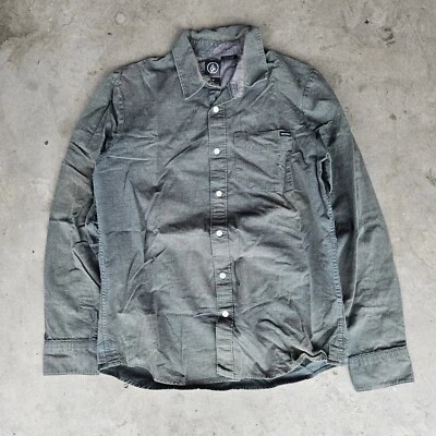 Volcom Green Faded Distressed Long Sleeve Button Up Shirt Size M - Image 1 of 4