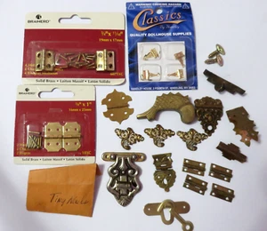 LOT OF BRASS AND METAL JEWERLY BOX HARDWARE REPAIR NEW AND USED - Picture 1 of 4