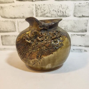 Brutalist Abstract Studio Art Vase Textured 1970's UNIQUE Design Signed - Picture 1 of 10