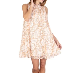 NWT $348 JOIE Limited Edition Mini Dress Large Women's Brushed Clay Print - Picture 1 of 8