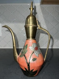 Vintage Middle Eastern, Teapot Enamel With Floral Design - Picture 1 of 5