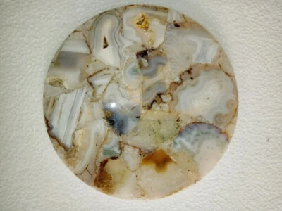 24" White Marble Natural Agate Inlay Coffee Side table top Heritage Design  - Image 1 of 3