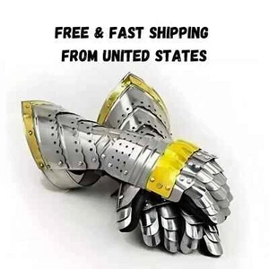 Medieval Gloves Armor Gauntlets Steel Knight Gothic SCA LARP Gauntlet Cosplay - Picture 1 of 7