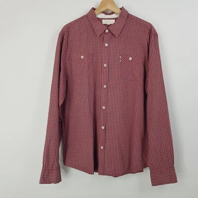 Elwood Mens Size XXL Maroon & Black Checked Long Sleeved Button Up Shirt Cotton - Image 1 of 4