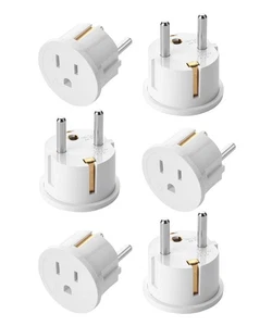 6 Pack European Travel Plug Adapter Type E/F US to Europe EU Plug for Type C E F - Picture 1 of 8